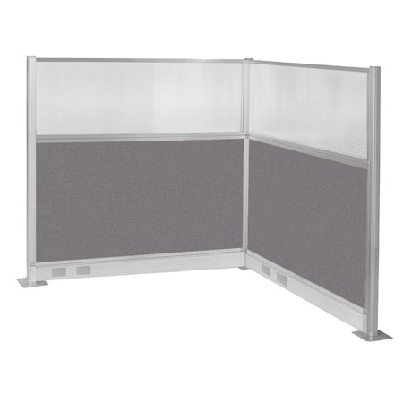 VERSARE Pre-Configured Hush Panel Electric Cubicle (L Shape) 6' x 6' W/ Window Slate Fabric 1859423